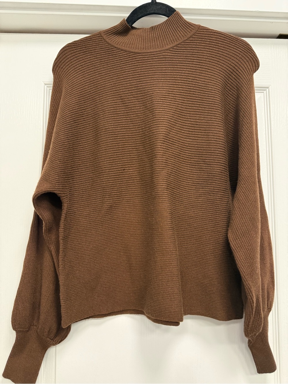 T Tahari Chestnut Ribbed Mock Neck Sweater